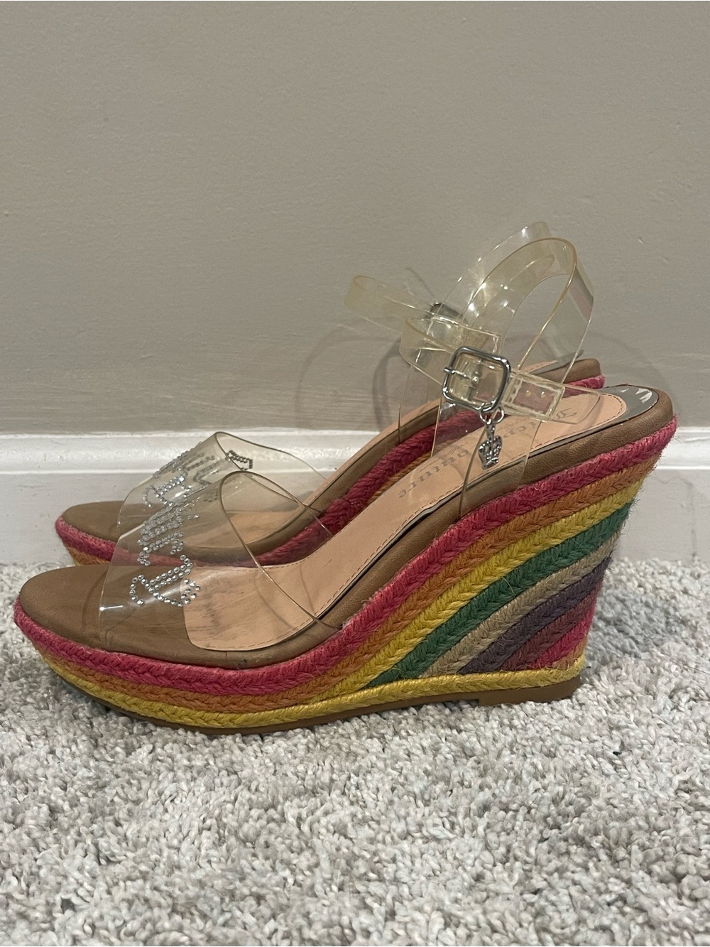 Juicy Couture Espadrille Rainbow Wedge Sandals Women’s Size 7